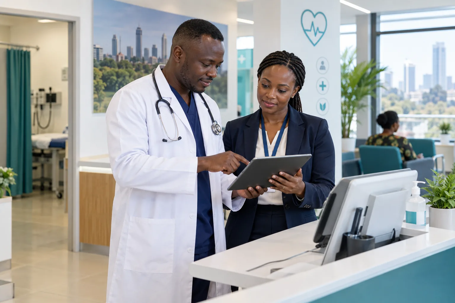 Doctor and clinic administrator using a digital patient workflow